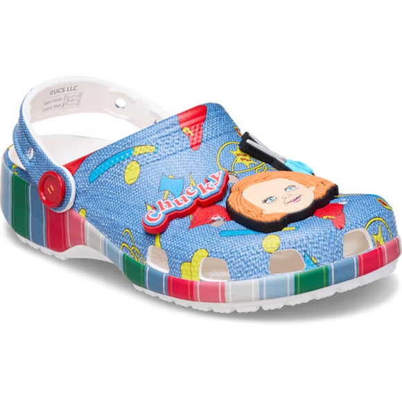 NEW Crocs Chucky Classic Slip On Clogs Mens Size 12 Sandals Multi Blue Halloween - Picture 3 of 7